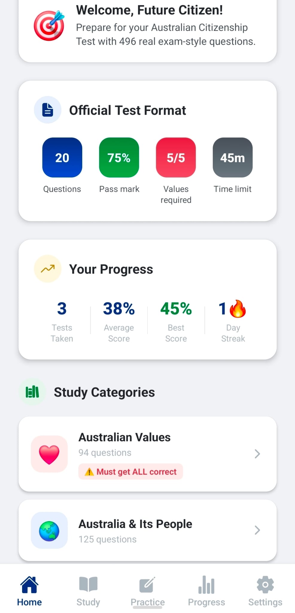 Results screen
